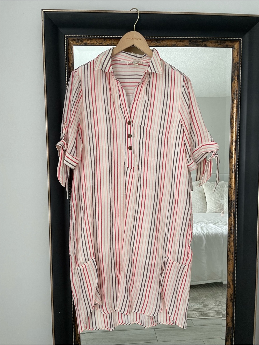 INDIGO ROSE Casual Pink Stripe Tunic Mini Dress - Picture 2 of 6